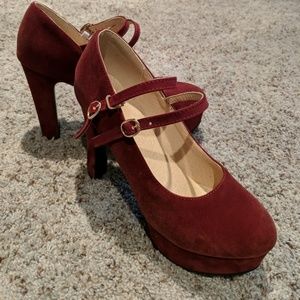 Velvet red platforms